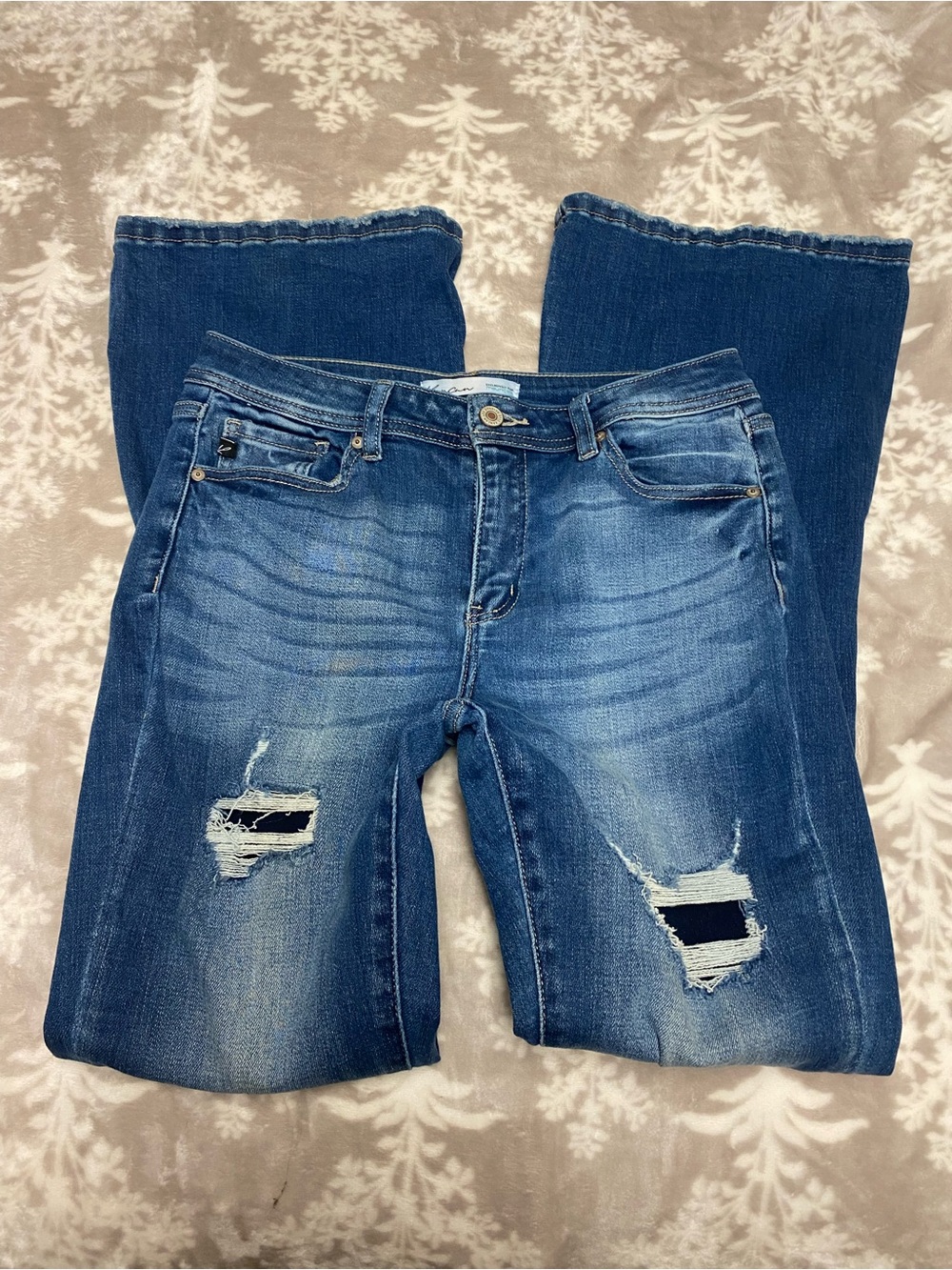 KanCan Mid Rise Ripped Flare Jeans - Picture 5 of 10